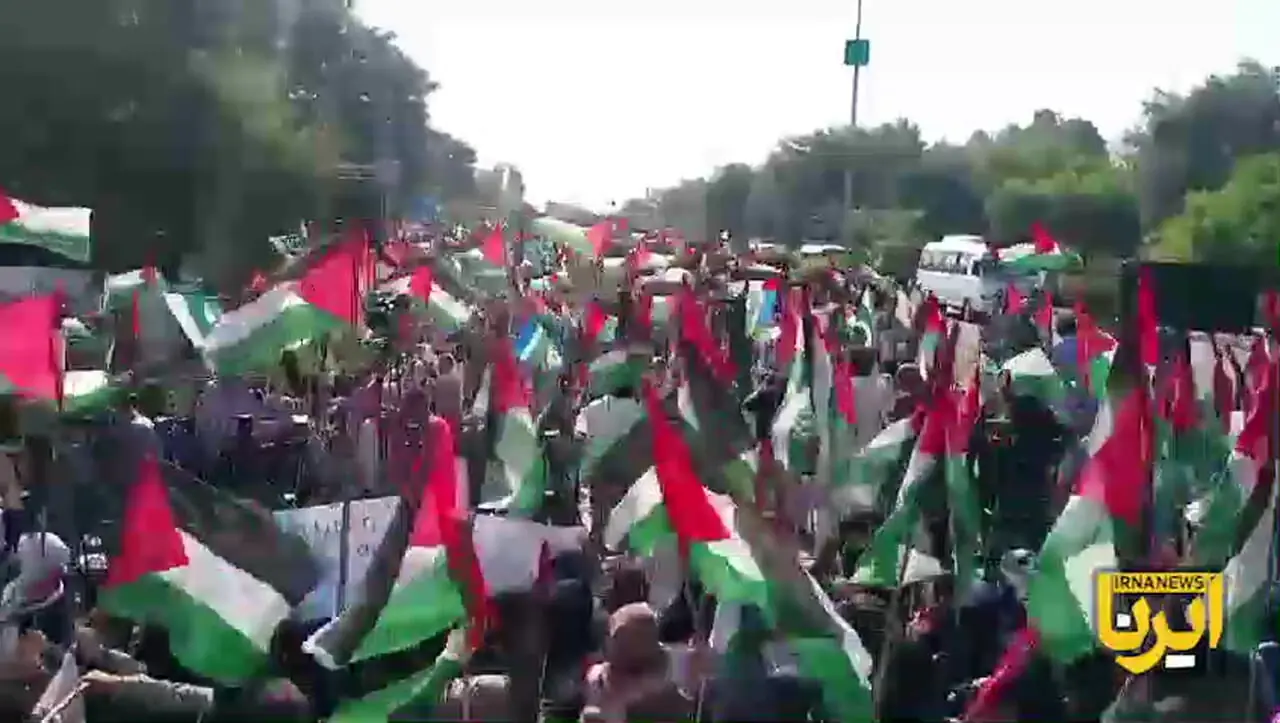 تظاهرات بزرگ حامیان فلسطین هم اکنون در پایتخت پاکستان