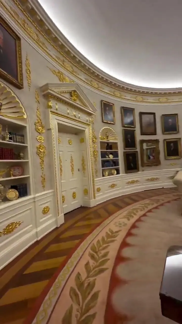 رونمایی ترامپ از دکور جدید دفتر بیضی شکل ریاست جمهوری آمریکا