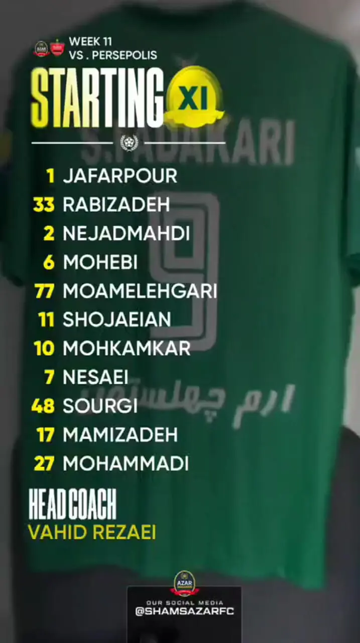 اعلام ترکیب شمس آذر مقابل پرسپولیس