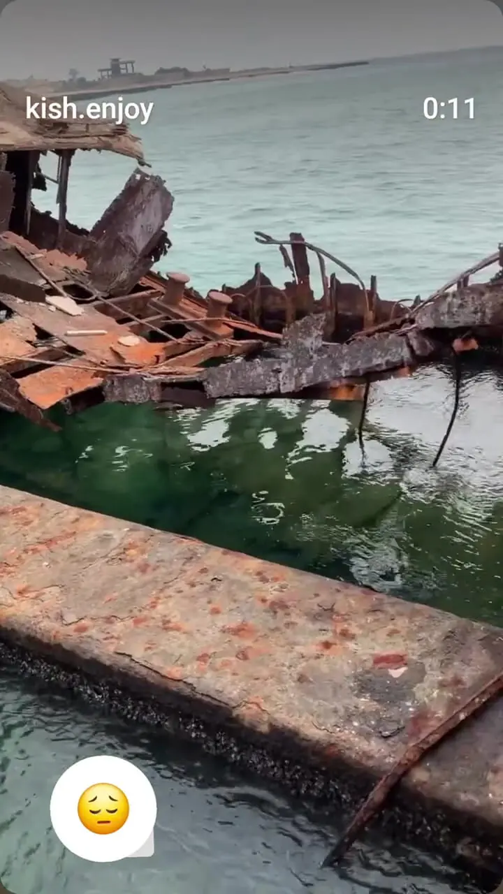 جدیدترین تصاویر از عرشه کشتی تکه تکه شده یونانی در جزیره کیش