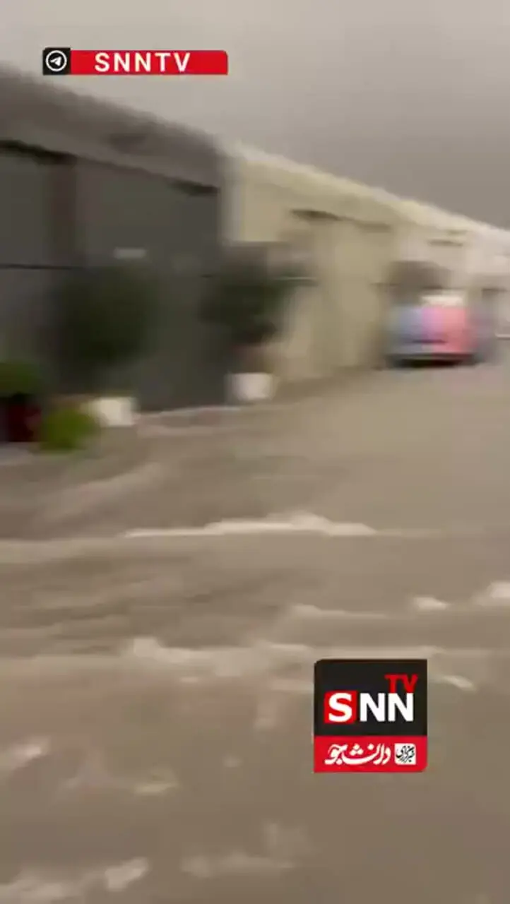 فیلمی از آب‌گرفتگی گسترده در دبی در ساعات اولیه صبح امروز