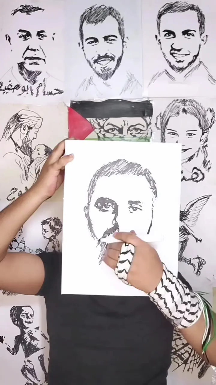 پرتره‌ خلاقانه از شهید ابوعبیده توسط هنرمند یمنی