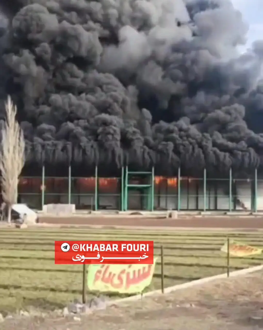 تصویری از شدت آتش سوزی سردخانه ای در اردبیل