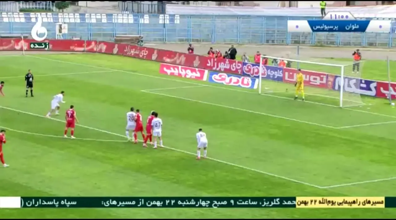 ویدیو: گل اول ملوان به پرسپولیس توسط محمدجواد محمدی