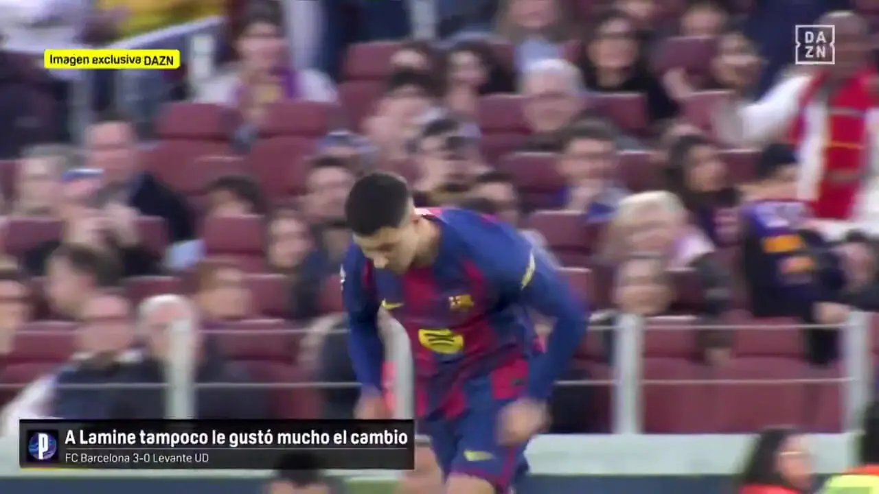 ویدئو: ناراحتی یامال از تعویض مقابل لوانته