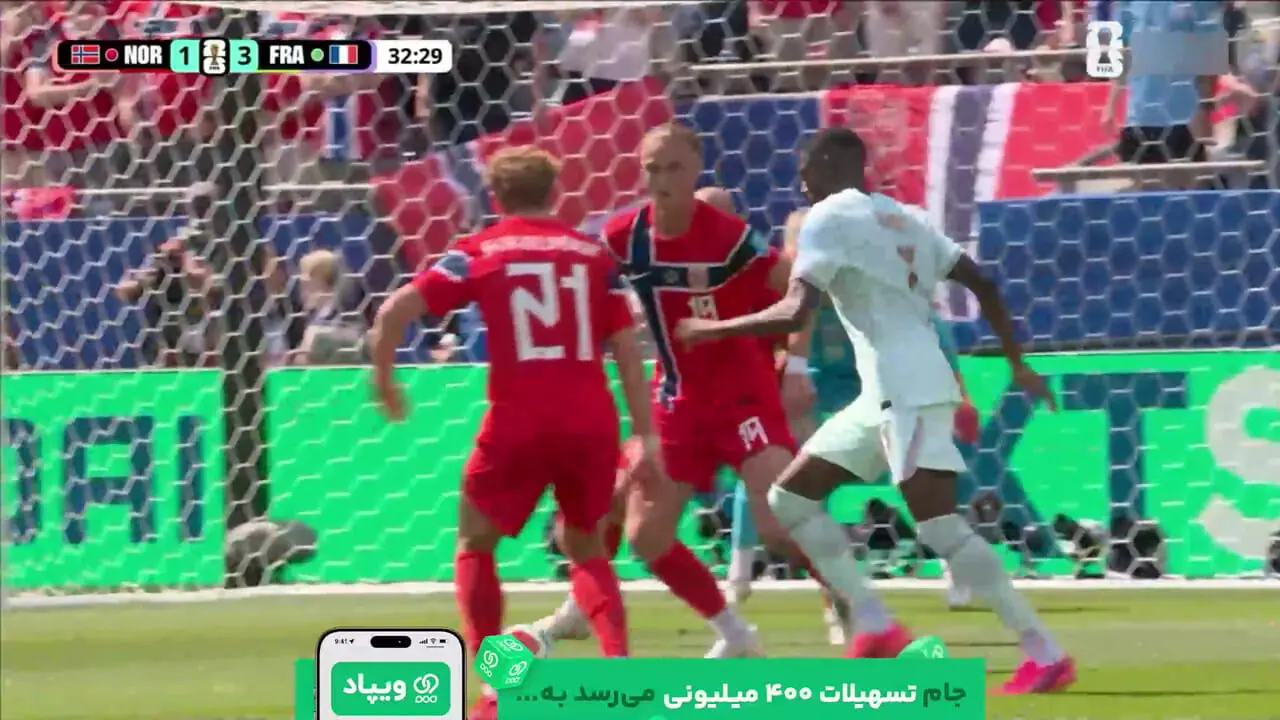 گل سوم فرانسه به نروژ با هتریک عثمان دمبله